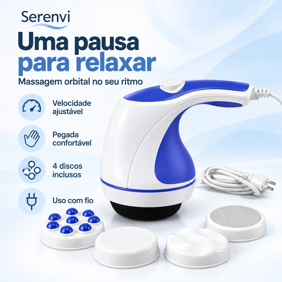 Visão geral dos benefícios de Massageador Orbital Serenvi