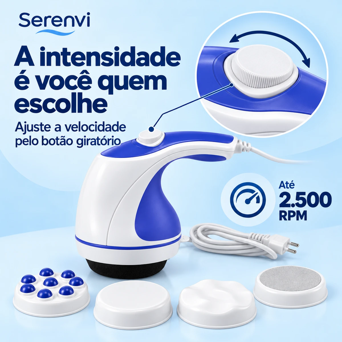 Demonstração da principal funcionalidade de Massageador Orbital Serenvi